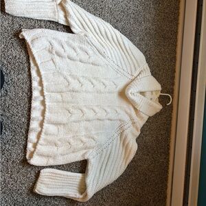Moon & Madison Cream Cable Knit Turtleneck Sweater